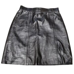 G III Genuine Leather Mini Skirt Womens Size 5/6 Black Vintage 90s Y2K Biker